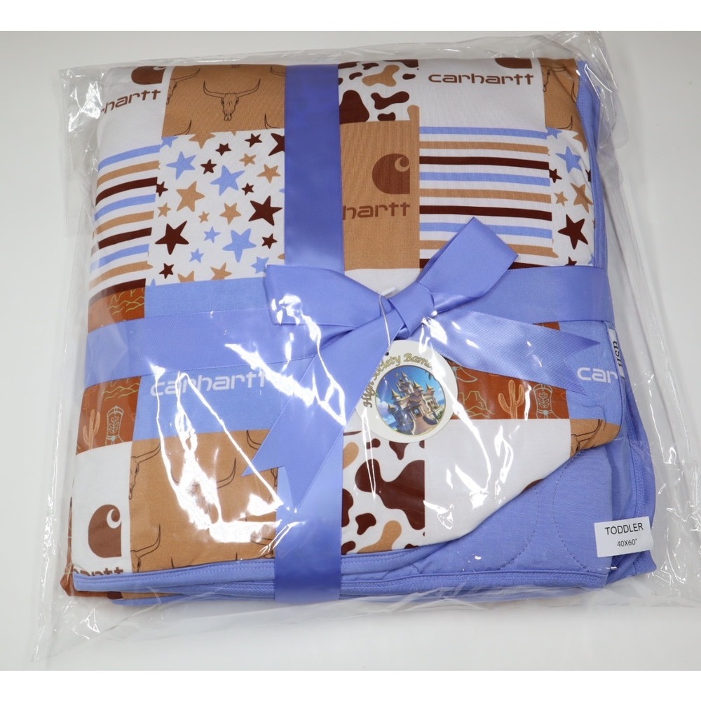 High Society Bamboo Dark Blue Carhartt Quilted Bamboo Toddler‎ Blanket 40x60 - Picture 2 of 4